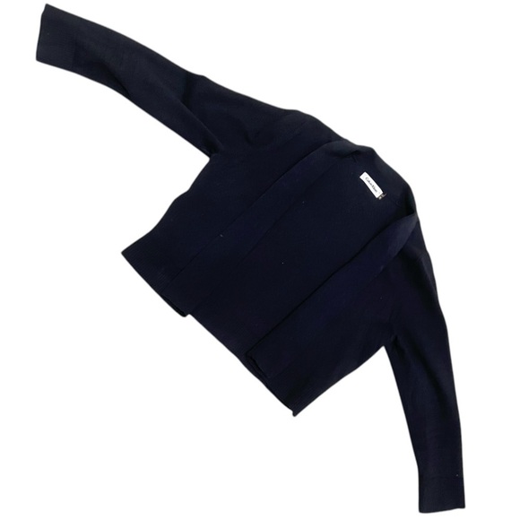 Calvin klein open front cropped lightweight black sweater silk rayon blend small - Picture 2 of 9